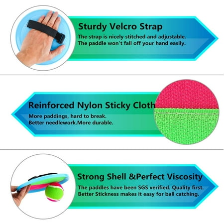 2 Balls and 1 Storage Bag Perfect Outdoor Toy Gift for Kids Upgraded Version Ayeboovi Toss and Catch Ball Game Velcro Ball Catch Game Paddle Game Set with 2 Paddles